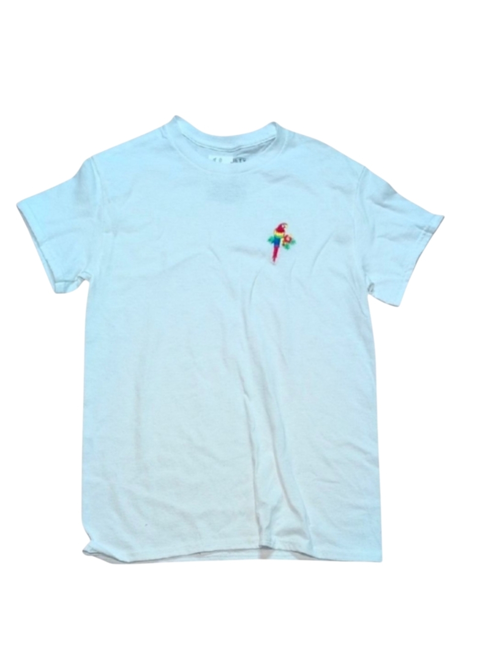 Riot Society White Short Sleeve Tee with Embroidered Bird Size Small